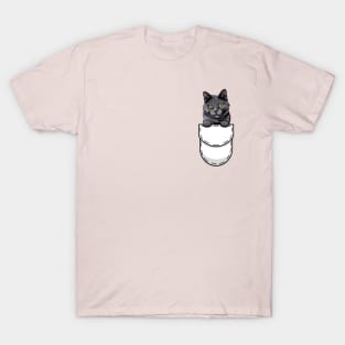 Funny Russian Blue Pocket Cat T-Shirt